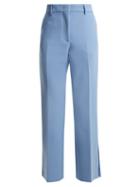 Matchesfashion.com Msgm - Mid Rise Flared Crepe Trousers - Womens - Blue