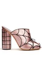 Marco De Vincenzo Spider Web-embroidered Satin Mules