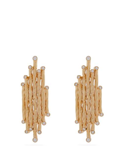 Matchesfashion.com Attico - X Alican Icoz Venini Crystal Embellished Earrings - Womens - Gold