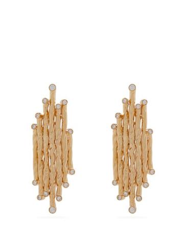 Matchesfashion.com Attico - X Alican Icoz Venini Crystal Embellished Earrings - Womens - Gold