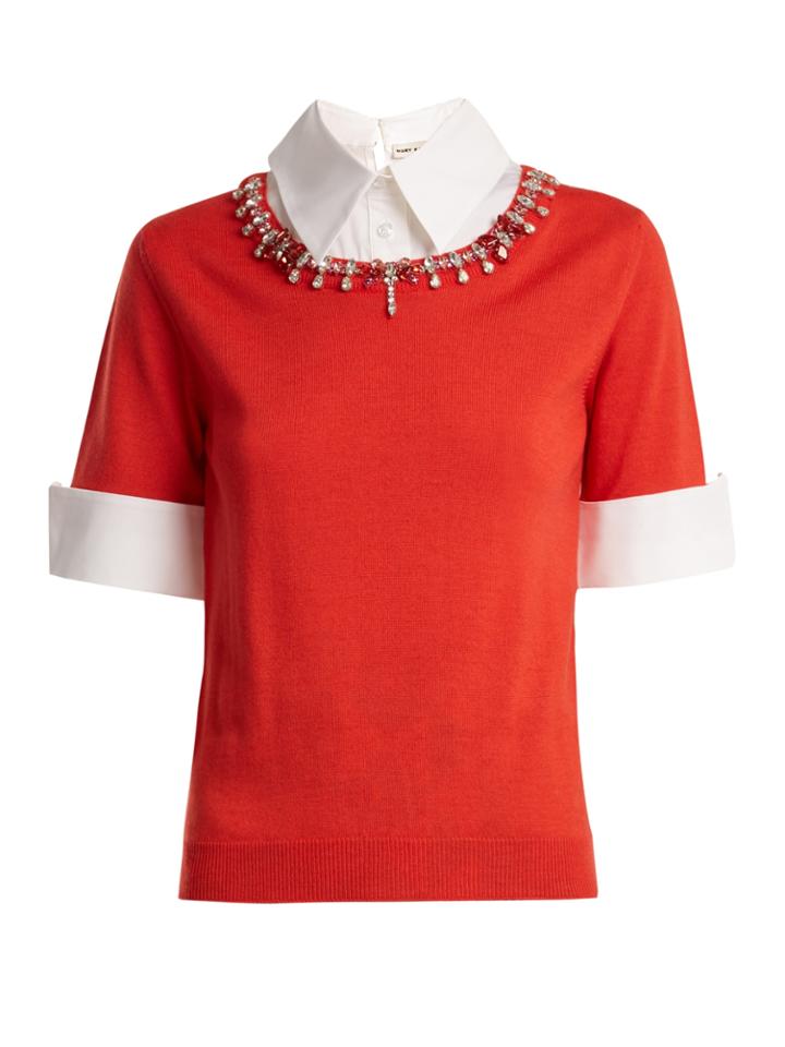 Mary Katrantzou Ella Crystal-embellished Wool Sweater