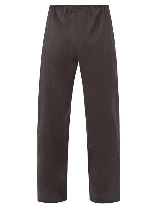 Matchesfashion.com By Walid - Leo Slit-hem Washed-silk Trousers - Mens - Black