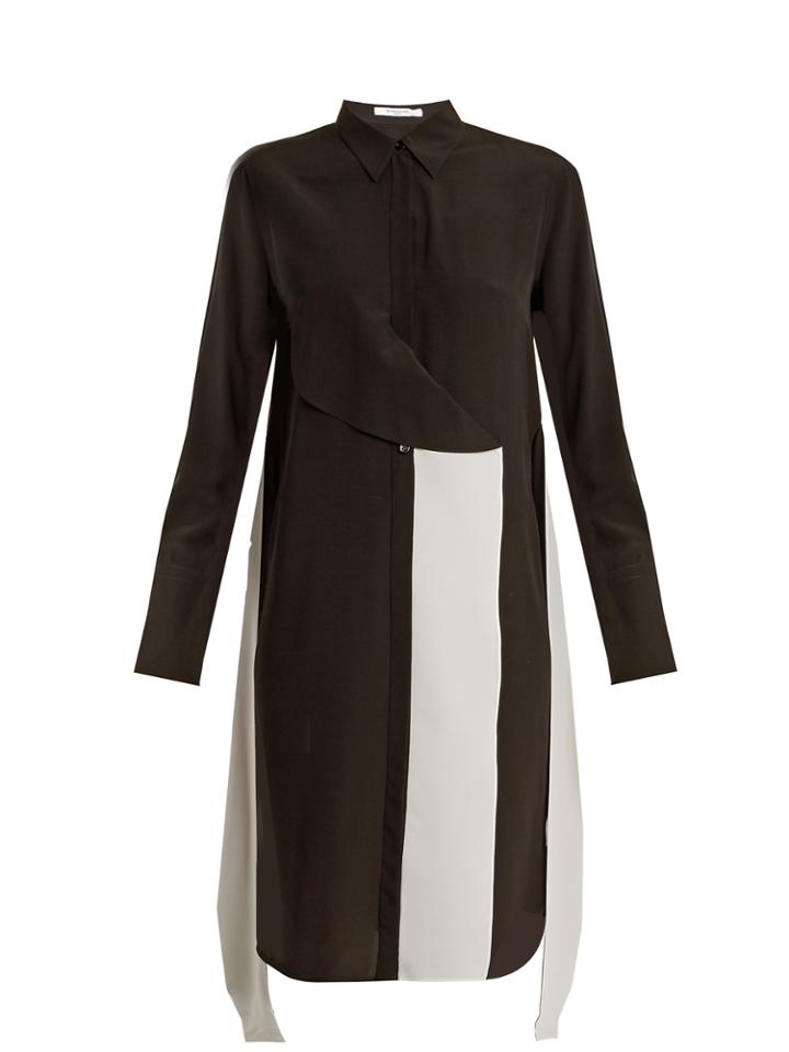 Givenchy Contrast-panel Silk Crepe De Chine Shirtdress