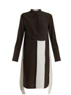 Givenchy Contrast-panel Silk Crepe De Chine Shirtdress