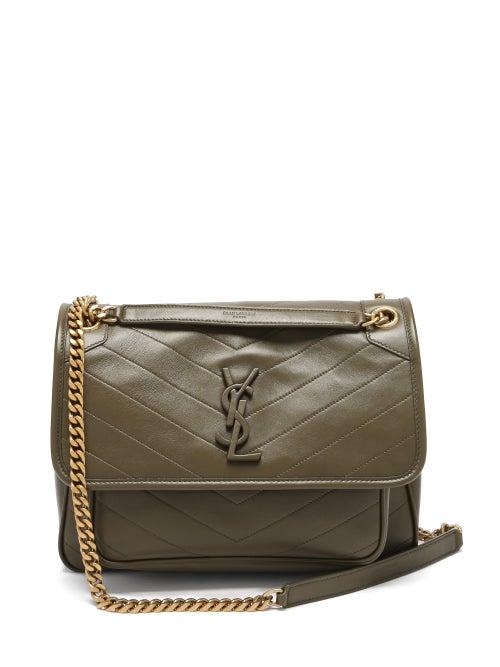 Matchesfashion.com Saint Laurent - Niki Medium Ysl-logo Leather Shoulder Bag - Womens - Khaki