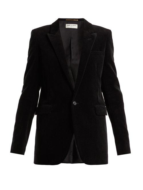 Matchesfashion.com Saint Laurent - Single Breasted Corduroy Blazer - Womens - Black