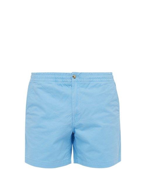 Matchesfashion.com Polo Ralph Lauren - Logo Embroidered Cotton Blend Twill Shorts - Mens - Blue