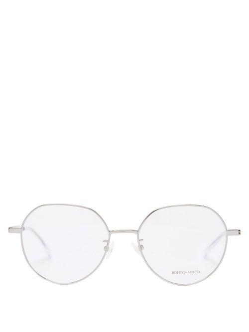 Matchesfashion.com Bottega Veneta - Round Metal Glasses - Mens - Grey