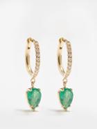 Zo Chicco - Diamond, Emerald & 14kt Gold Huggie Earrings - Womens - Green Multi