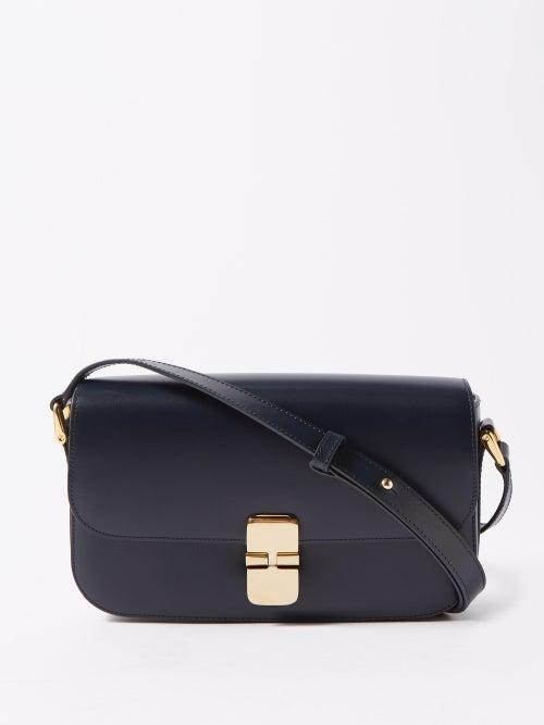 A.p.c. - Grace Leather Shoulder Bag - Womens - Navy
