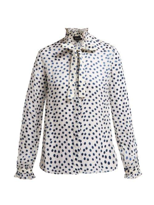 Matchesfashion.com Saloni - Emilie Devor Silk Blend Blouse - Womens - Cream Multi