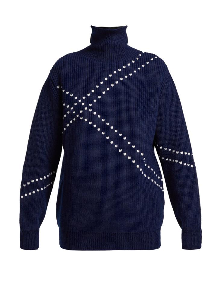 Raf Simons Stitched High-neck Wool Sweater