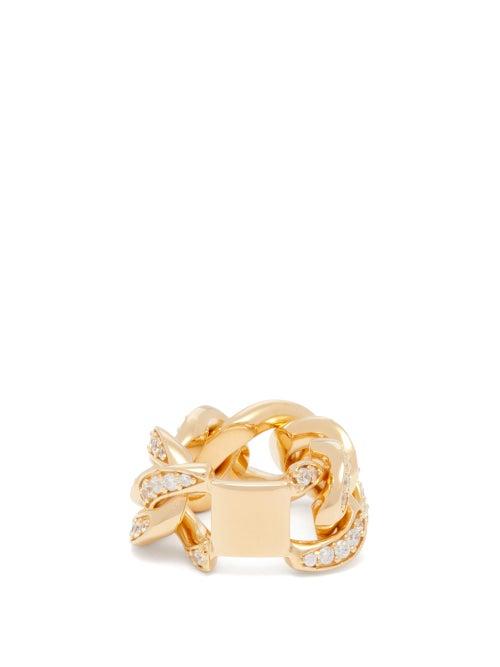Matchesfashion.com Bottega Veneta - Pav Crystal Gold Plated Sterling Silver Ring - Womens - Gold