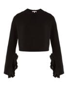 Matchesfashion.com Helmut Lang - Ruffle Trimmed Wool And Cashmere Blend Sweater - Womens - Black