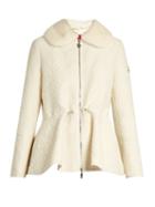 Moncler Gamme Rouge Detachable Fur-collar Wool-blend Cloqu Jacket