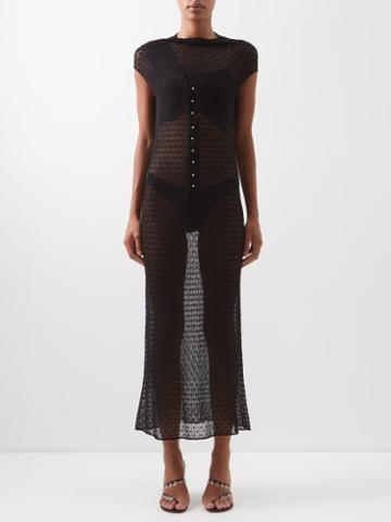 Rui - Faux Pearl-embellished Crochet-knit Maxi Dress - Womens - Black