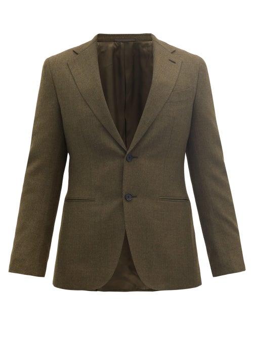 Matchesfashion.com Caruso - Single-breasted Wool-fresco Suit Jacket - Mens - Dark Green