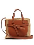 Matchesfashion.com Loewe - Gate Small Leather And Raffia Top Handle Bag - Womens - Tan Multi