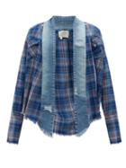 Matchesfashion.com Greg Lauren - Agoura Checked Cotton-flannel And Denim Jacket - Mens - Blue