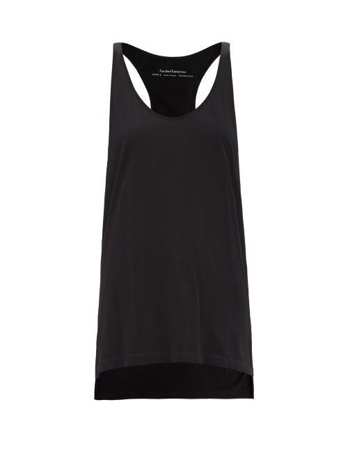 Ladies Rtw Another Tomorrow - Scoop-neck Organic Cotton-jersey Tank Top - Womens - Black