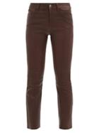 Matchesfashion.com Frame - Crop Mini Boot Flared Slim-leg Leather Jeans - Womens - Burgundy
