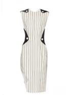 Mugler Contrast-panel Pinstriped Crepe Dress