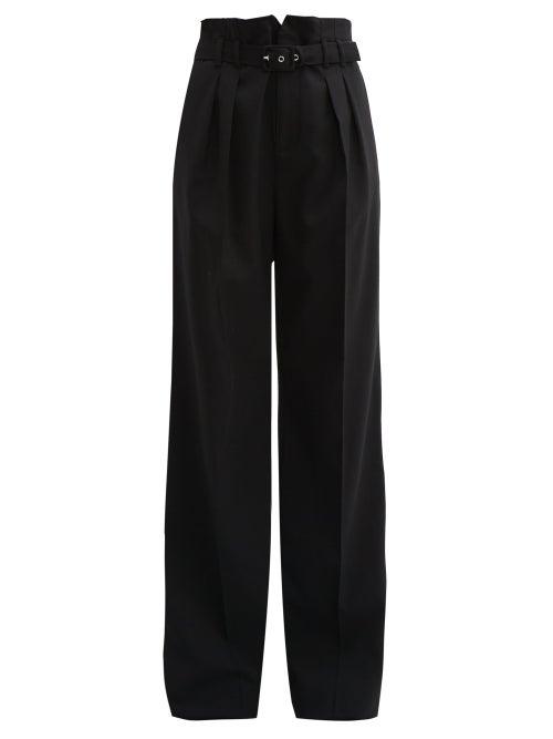 Matchesfashion.com Redvalentino - Belted Paperbag Waist Pleated Trousers - Womens - Black