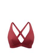 Matchesfashion.com Form And Fold - The Tri Crossover-back D-g Bikini Top - Womens - Burgundy