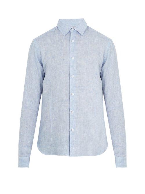 Matchesfashion.com Orlebar Brown - Morton Point Collar Linen Shirt - Mens - Light Navy