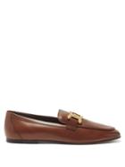 Tod's - Kate Chain-embellished Leather Loafers - Womens - Brown