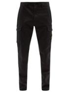 Stone Island - Logo-pocket Cotton-blend Twill Cargo Trousers - Mens - Black