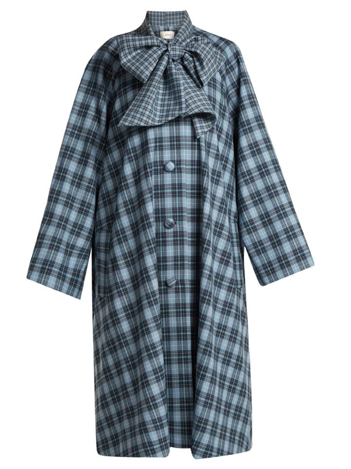 Rodarte Tie-neck Tartan Coat