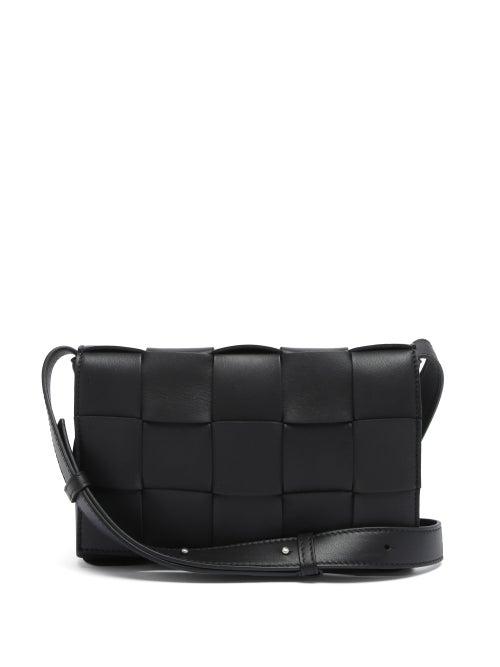 Ladies Bags Bottega Veneta - Cassette Small Intrecciato Leather Cross-body Bag - Womens - Black