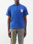 Jw Anderson - Apple-core-logo Organic Cotton-jersey T-shirt - Mens - Blue