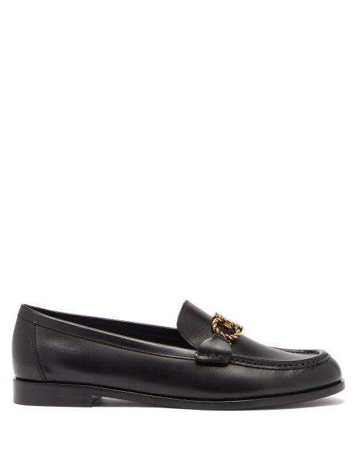 Matchesfashion.com Salvatore Ferragamo - Gancini Chain Flat Leather Loafers - Womens - Black