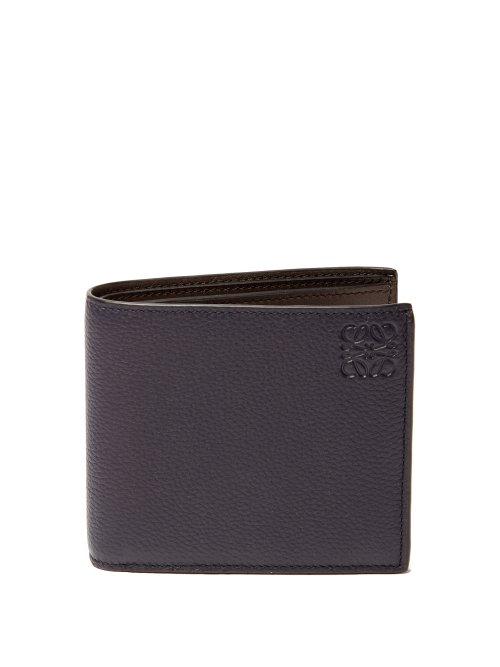 Matchesfashion.com Loewe - Grained Leather Bifold Wallet - Mens - Navy Multi