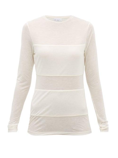 Matchesfashion.com Raey - Double-panel Long-sleeved Sheer T-shirt - Womens - Ivory