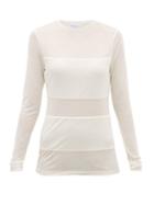 Matchesfashion.com Raey - Double-panel Long-sleeved Sheer T-shirt - Womens - Ivory