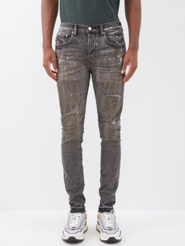 Purple Brand - Dirty Vintage Painted Distressed Skinny Jeans - Mens - Black