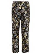 Matchesfashion.com Erdem - Syrah Floral Jacquard Cropped Trousers - Womens - Black Multi