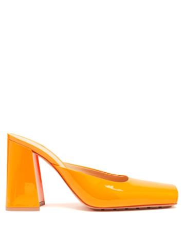 Bottega Veneta - Supergloss Square-toe Leather Mules - Womens - Orange