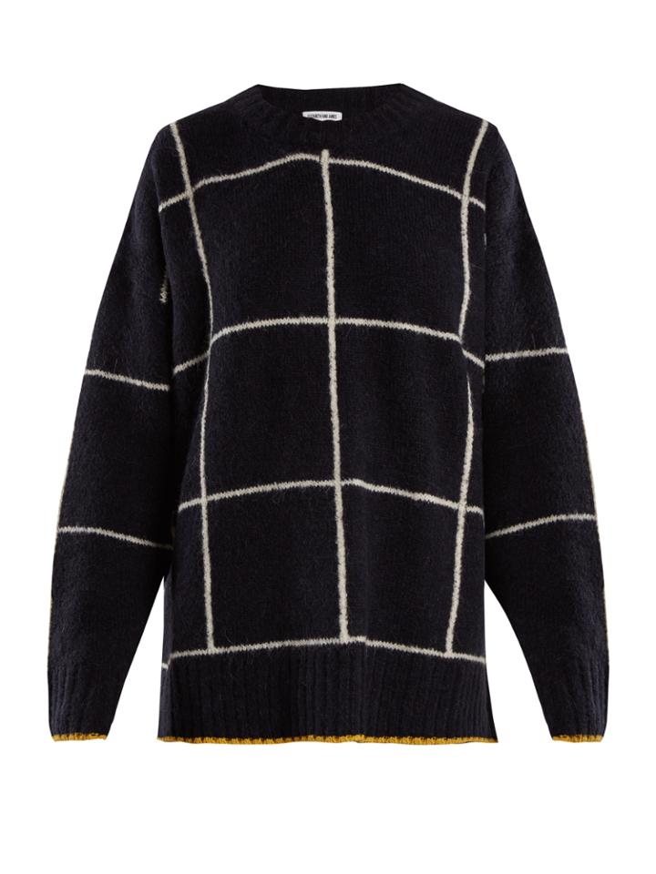 Elizabeth And James Fionn Windowpane-checked Oversized Sweater