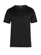 Matchesfashion.com Berluti - Leather Trim Pocket Crew Neck T Shirt - Mens - Black