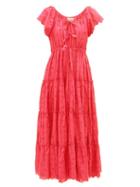 Matchesfashion.com Innika Choo - Alotta Gd Tiered Cotton Maxi Dress - Womens - Red