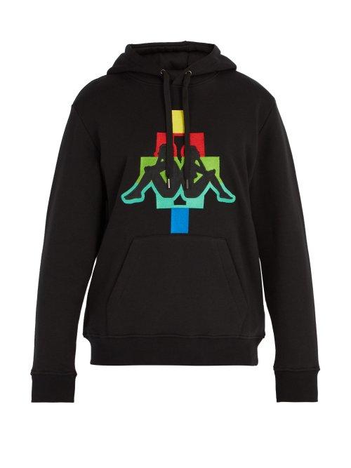 Matchesfashion.com Marcelo Burlon - X Kappa Embroidered Cotton Blend Hooded Sweatshirt - Mens - Black