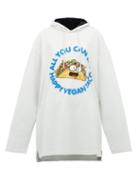 Matchesfashion.com Vetements - Taco Print Longline Cotton Hooded Sweatshirt - Womens - Ivory