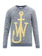 Matchesfashion.com Jw Anderson - Anchor-boucl Cotton-blend Sweater - Mens - Blue