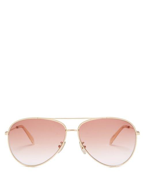 Matchesfashion.com Celine Eyewear - Metal Aviator Sunglasses - Womens - Pink Gold