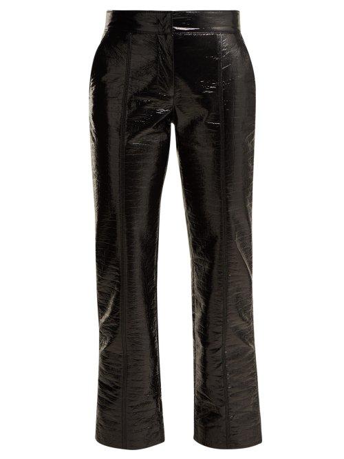 Matchesfashion.com Msgm - Crocodile Effect Vinyl Trousers - Womens - Black