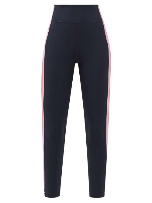 Ladies Activewear The Upside - Side-stripe High-rise Cropped Leggings - Womens - Navy